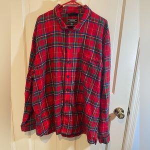 Men's Lands' End Red Flannel Shirt XXL Tall